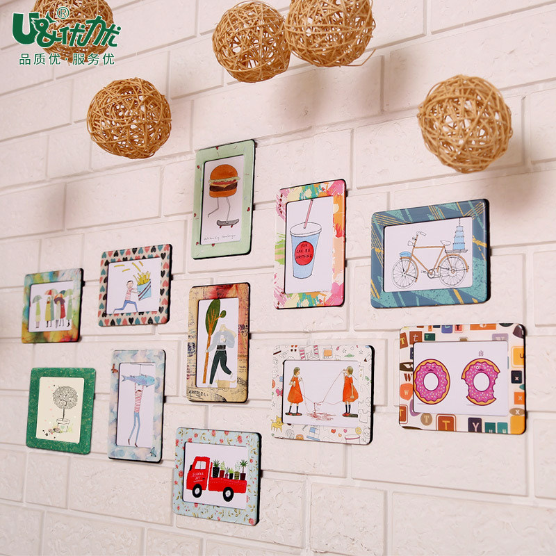 创意diy相框挂墙儿童房照片墙组合客厅装饰磁性相框墙贴简约时尚