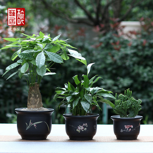 建水紫陶手工花盆盆景底部有孔花园放阳台/大中小Q23 Q24 Q25 R01