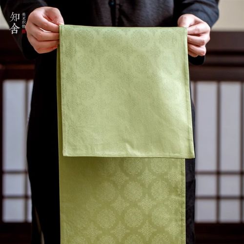 精梳全棉团花茶席中式复古宫廷布艺桌旗高端商务酒店家用茶垫知舍