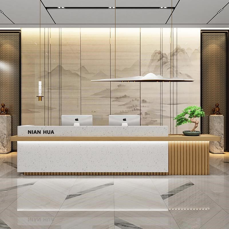 公司前台中式售楼处收银台酒店大厅接待台培训中心柜台茶楼吧台桌