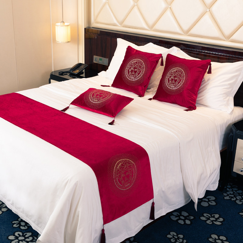 高档主题酒店宾馆床旗床尾巾 欧式 奢华 家用纯色床尾垫工厂定制,床上用品,床盖,淘宝优惠券,粉丝福利购,淘宝优惠卷