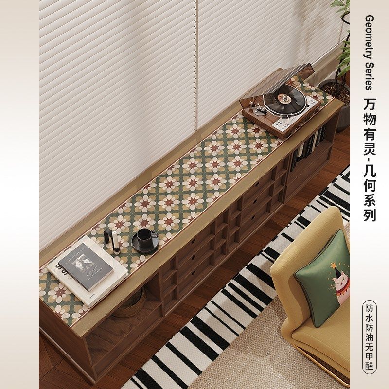 珍宝栖屋中古风电视柜桌垫防油防水免洗防尘垫复古皮革餐边柜桌布