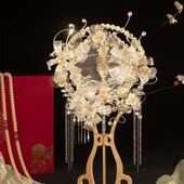 舞绣缘成品新娘中式 手捧花diy材料包送闺蜜银色婚扇仙气秀禾喜扇