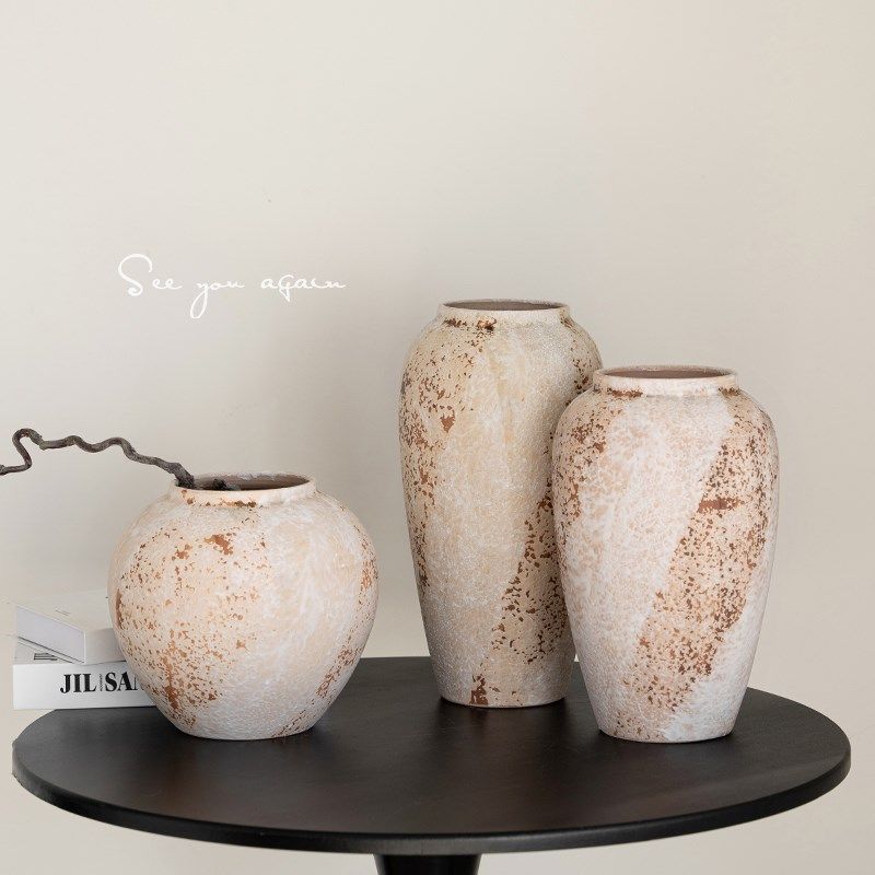 中古侘寂风花瓶陶瓷高级感复古客厅蝴蝶兰芍药餐桌电视柜插花摆件