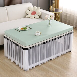 烤火桌子罩套夏天防水长方形家用奶油风蕾丝茶几罩高级感电炉罩套