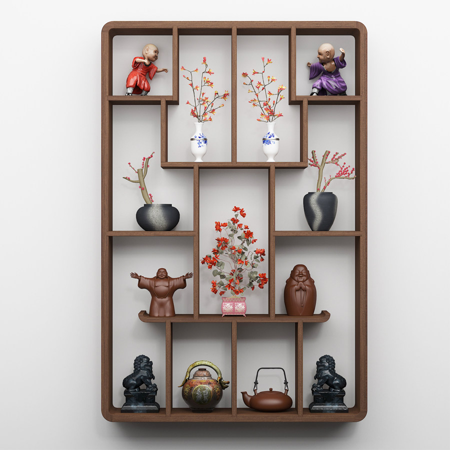 博古架实木中式挂墙茶叶置物壁挂现代简约墙上多宝阁茶壶茶室摆件