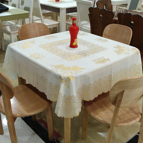 PVC田园桌布防水免洗蕾丝茶几台布防油防烫餐桌布塑料麻将桌盖布