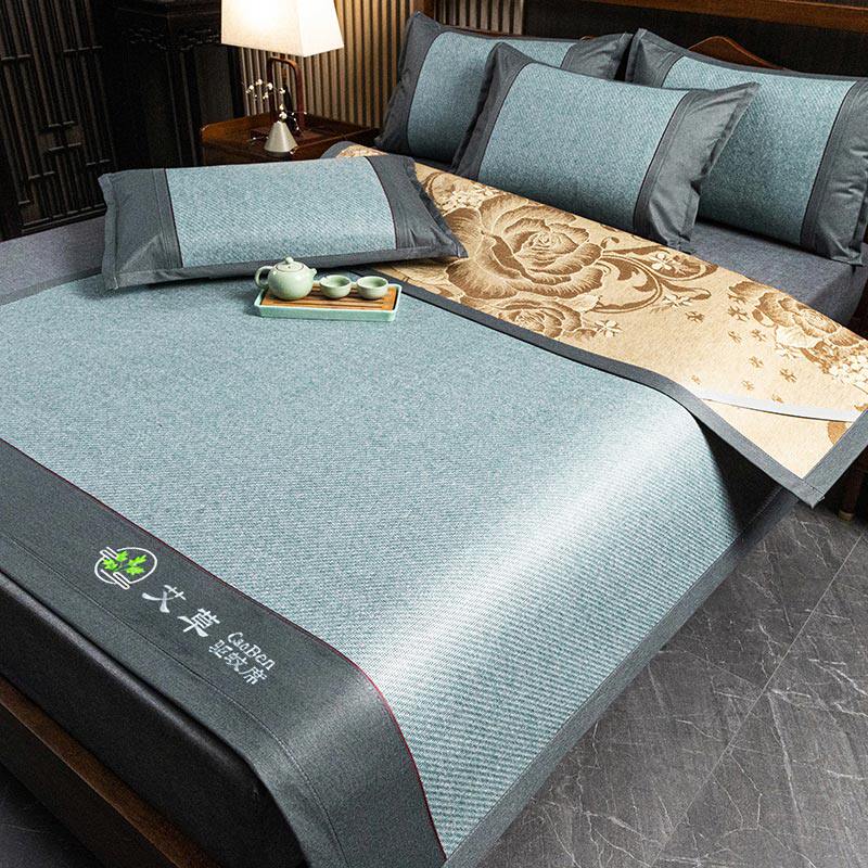 2023艾草双面印尼藤席三件套可水洗夏天冰丝凉席子单人宿舍二件套,床上用品,藤席,淘宝优惠券,粉丝福利购,淘宝优惠卷