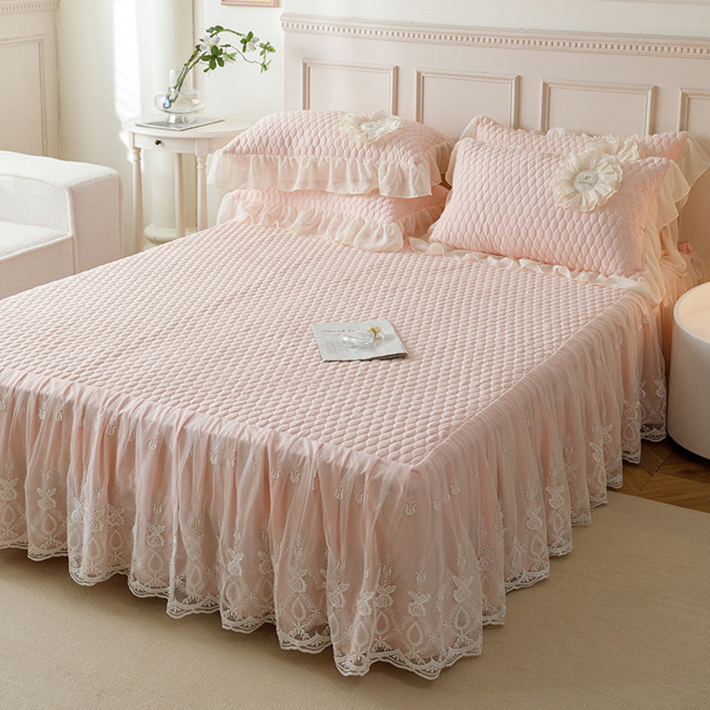 公主风纯色夹棉床裙单件高档蕾丝花边床围裙床套四季通用床罩防滑,床上用品,床裙,淘宝优惠券,粉丝福利购,淘宝优惠卷
