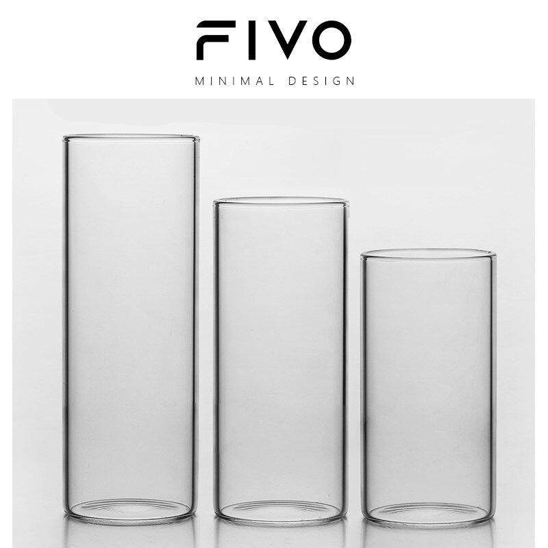 FIVO圆柱杯咖啡馆酒吧商用加厚高硼硅玻璃耐冷耐热透明加高玻璃杯