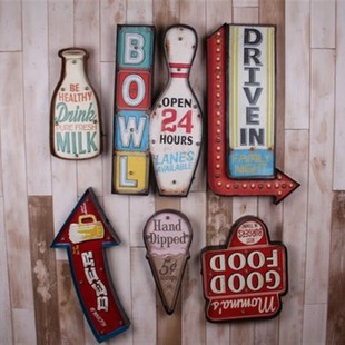 复古做旧酒吧咖啡厅KTV会所墙面BEER箭头软装 壁饰挂件 铁艺个性