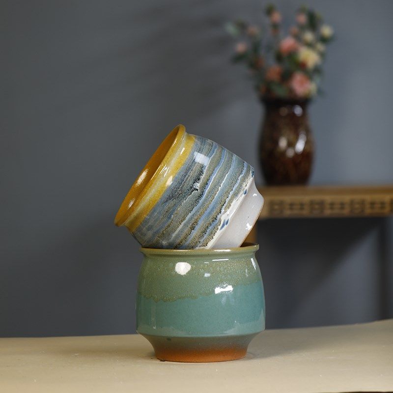 57#宜兴陶瓷紫砂花盆上釉花盆高度17cm口径16cm,家居饰品,花盆,淘宝优惠券,粉丝福利购,淘宝优惠卷