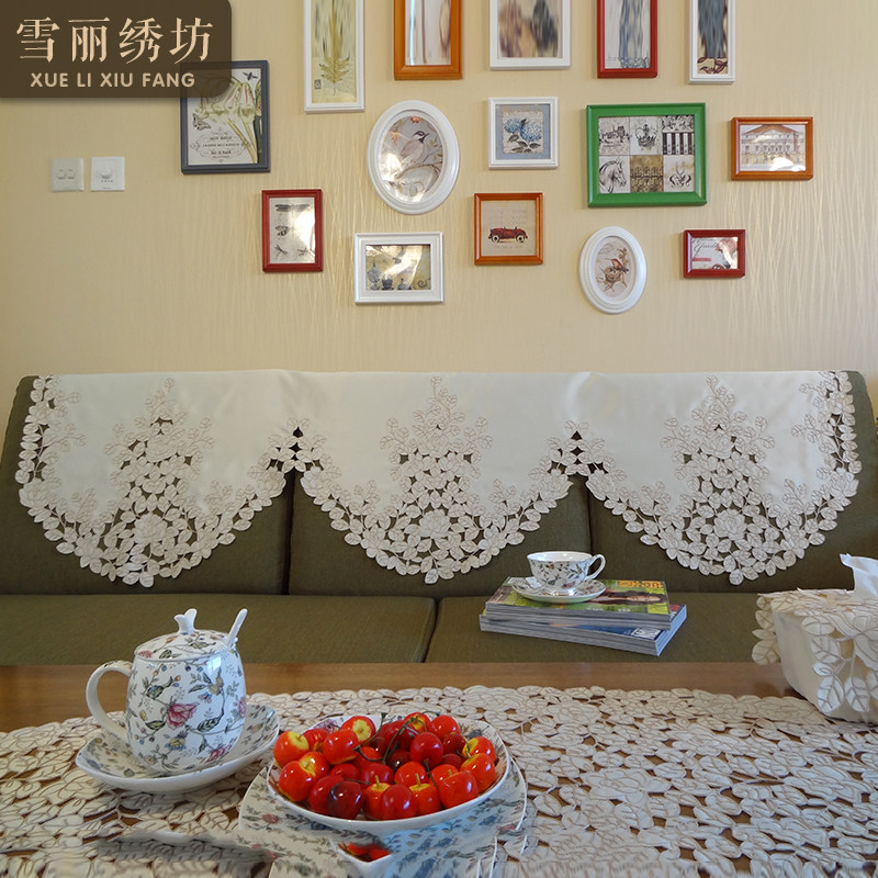 沙发靠背巾扶手巾田园布艺中式欧式刺绣绣花沙发套防尘盖布盖巾罩