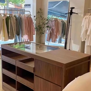 玻璃中岛柜流水台服装店展示桌中间桌子收银台鞋子包包直播陈列柜