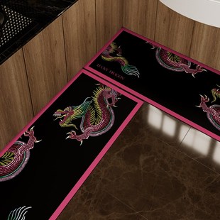 好運龍年诧寂中式 高级厨房吸水地垫阳台防滑可擦免洗防油脚垫地毯