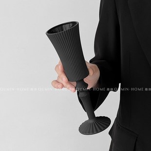 趣皿 晶质竖纹香槟杯高颜值家用高脚红酒杯甜酒水晶玻璃杯子