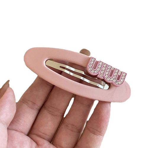 乌龙蜜桃~韩式水钻字母发夹简约椭圆碎发夹子头饰大号侧边刘海夹