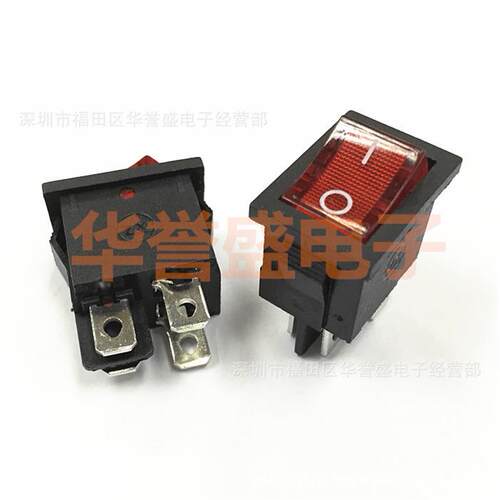中讯船型 翘板 开关 KCD1-104N 红色带灯 4脚2档 100只装带认证