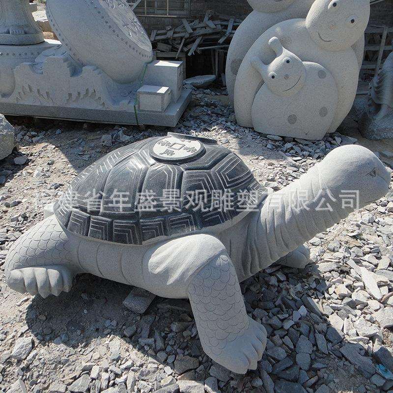 石雕乌龟动物摆件芝麻黑石材工艺品户外景观雕塑 惠安雕刻工艺