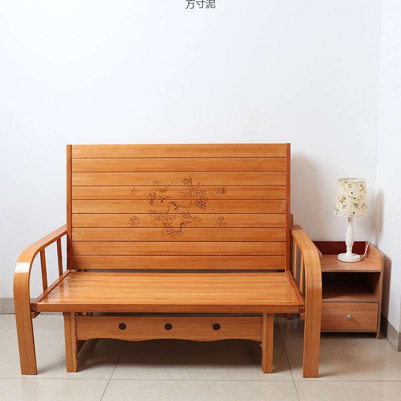 Y可折叠沙发床两用双人单人多功能竹床客厅家用经济型推拉简易凉L