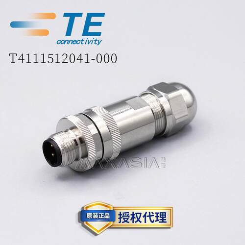 TE泰科M12接头T4111512041-000金属带屏蔽 公端 4芯 D code, PG9