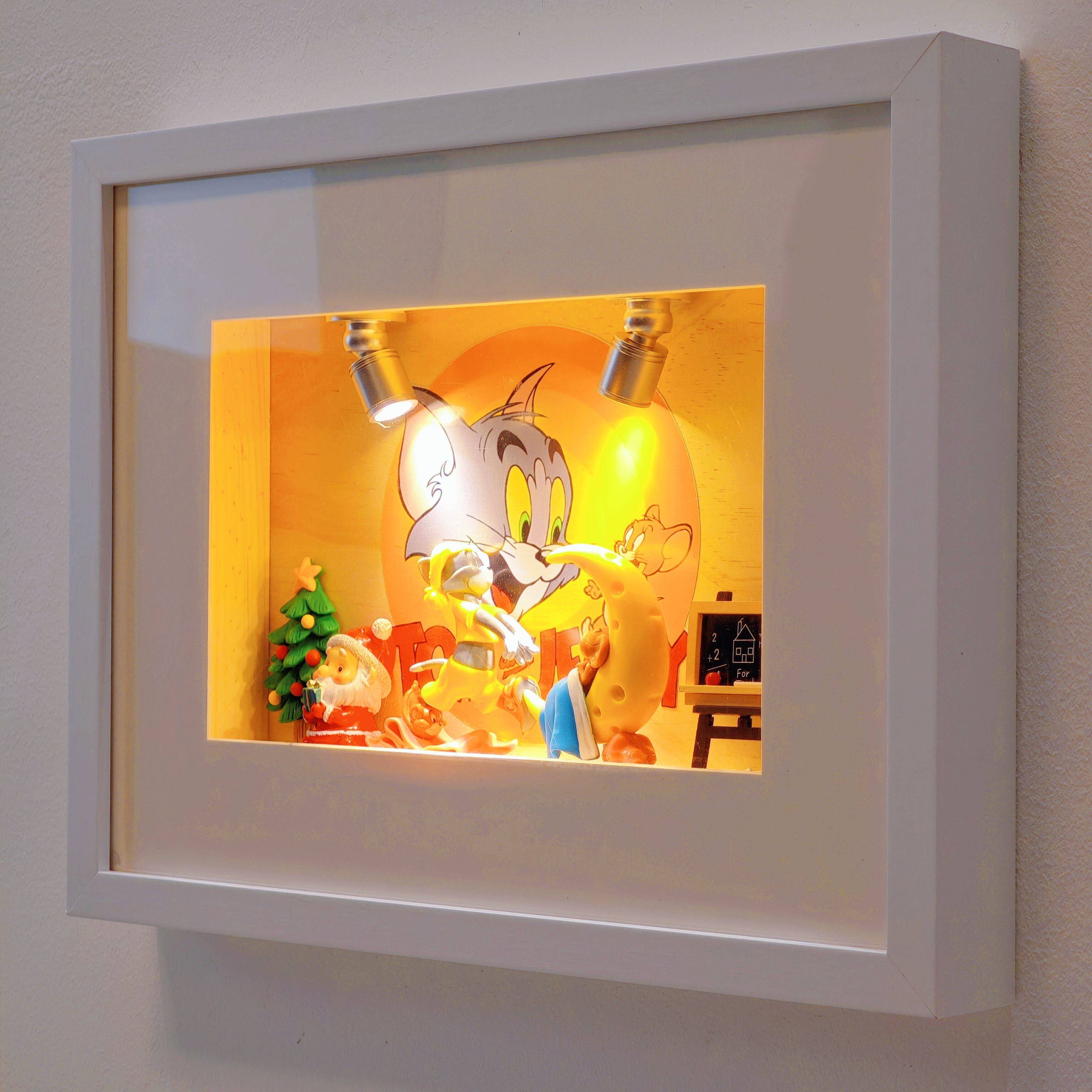 猫和老鼠弱电箱雷达感应灯装饰画 画多媒体信息箱娃娃屋挂画 画遮