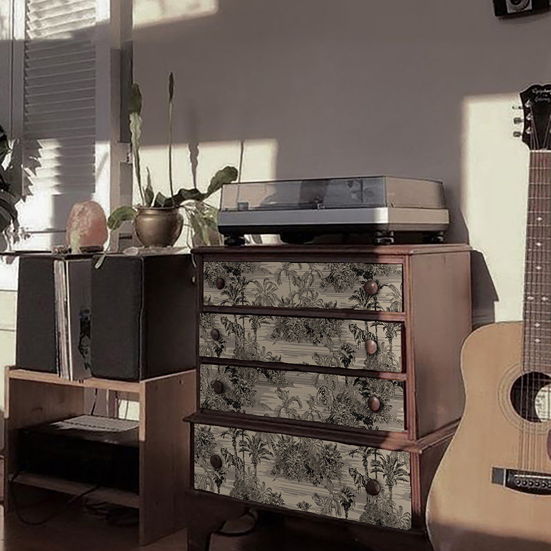 南山有虎复古翻新家具贴纸法式文艺墙饰卧室墙贴电视柜改造自粘