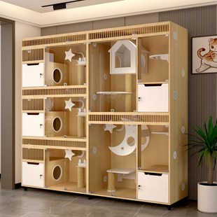 定制实木猫笼猫别墅宠物店玻璃猫咪繁育柜展示柜寄养柜猫舍猫房子