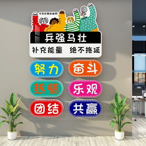 企业文化墙公司形象墙励志标语贴纸创意设计办公室背景墙装饰挂画