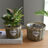 草编花盆大田园风格 客厅藤编创意竹篮花盆套绿萝干花花篮多肉花盆