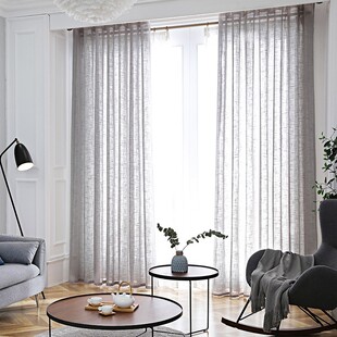 白纱窗帘纱帘透光不透人大肚麻纱半遮光阳台飘窗白纱沙帘白色窗纱