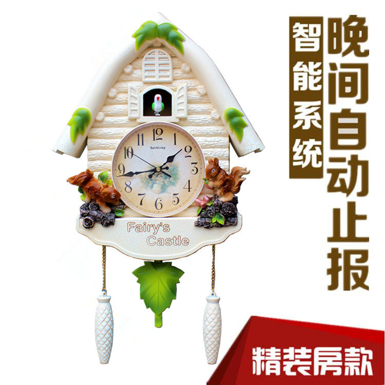 欧式创意复古树脂双面布谷鸟挂钟客厅墙上装饰品墙面壁挂钟表挂表