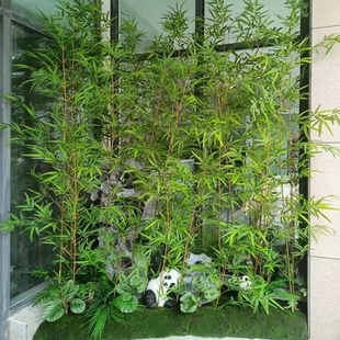 仿真竹子假塑料绿色叶子落地阳台橱窗隔断围挡景观室内外装饰造景