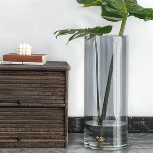 龟背竹花瓶玻璃透明高款落地水培器皿大号超大特大号高身超高高筒