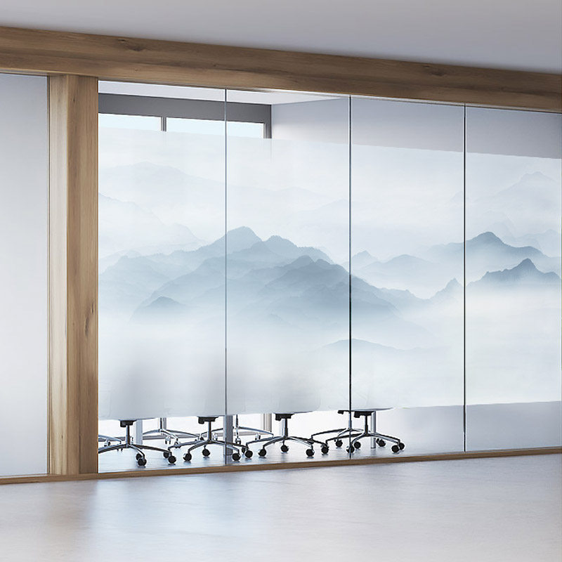 中式山水静电磨砂贴膜办公室橱窗移门玻璃贴纸透光不透明遮光窗纸,家居饰品,玻璃膜/贴,淘宝优惠券,粉丝福利购,淘宝优惠卷