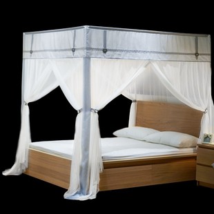 宫廷新款1.5米三开门蚊帐家用落地公主风1.5m1.8m床加密加厚纹账