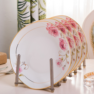 炒菜盘子骨瓷金边家用碟子8寸八寸菜盘蝶子欧式创意北欧网红餐具