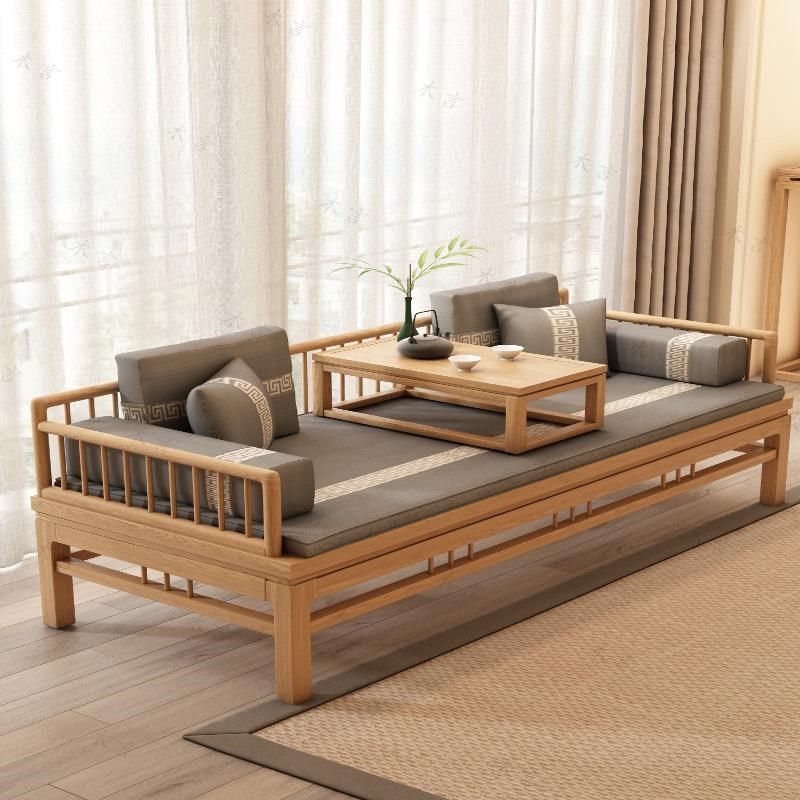 新中式实木罗汉床小户型明清罗汉榻床榻榫卯榆木沙发简约客厅家具