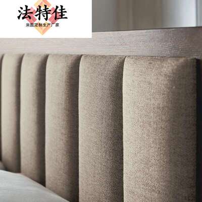 现代简约带蚊帐架2m大床轻奢实木布艺卧房双人床高端