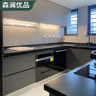 北京厂家定制橡胶木整体橱柜开放式厨柜石英石岩板整体橱柜实木