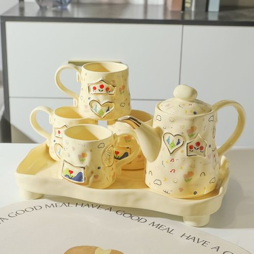 高端水杯套装2024新款陶瓷水具家用客厅聚会茶具水杯装饰摆件礼品