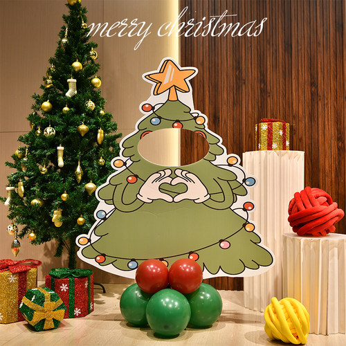 耶诞节装饰活动手举牌相框拍照道具KT板氛围平安夜摆件场景布置