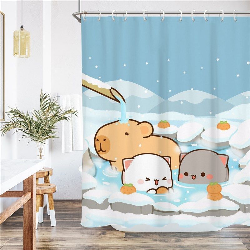 卡通一二和布布可爱浴帘加厚防水浴室卫生间洗澡淋浴干湿分离挂帘,家庭/个人清洁工具,浴帘,淘宝优惠券,粉丝福利购,淘宝优惠卷