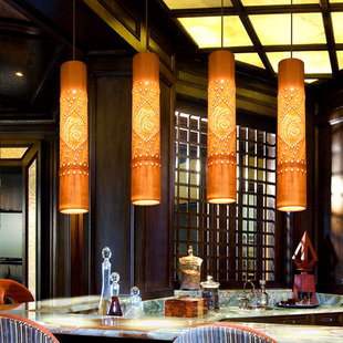 圆筒设计艺术前台单头灯具 丹麦餐厅创意竹筒个性 中式 吧台小吊灯