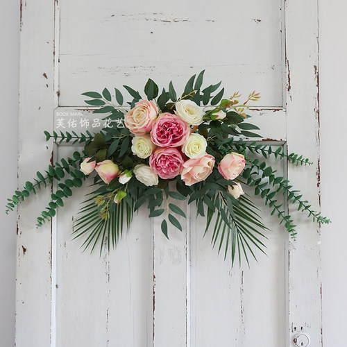 仿真花艺创意新款水牌门楣kt板背景装饰挂花摄影布景橱窗门店婚礼
