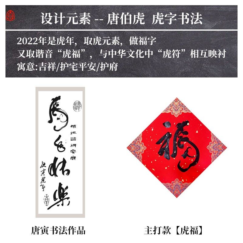 2022新创意虎年中式对联春节福字加厚门贴客厅高档装饰品大号挂画