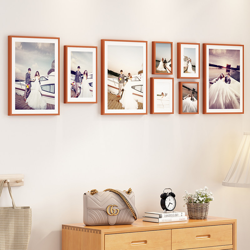 简约铝合金相框组合照片墙结婚照全家福儿童相片挂墙装饰画框展示