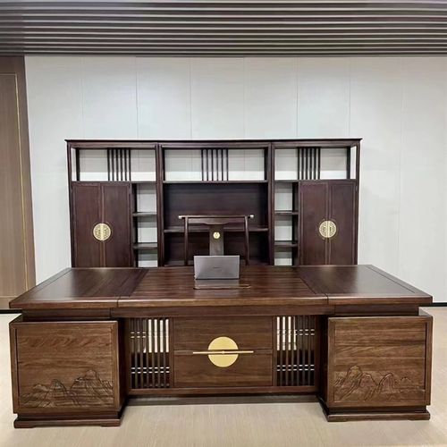 实木办公室家用茶几博古架烧水泡茶格木功夫茶台桌椅2.63米大班台