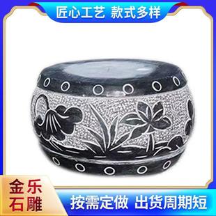 柱基石石墩子石鼓木柱底座实心石墩仿古柱基石空心石雕柱墩