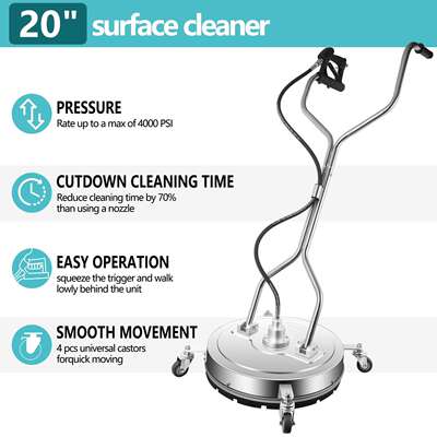 21英寸不锈钢高压洗地刷洗地盘清洗器带扶手万向轮